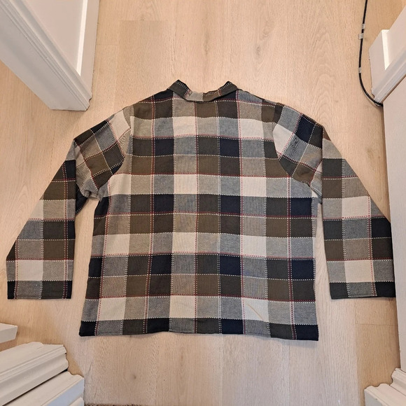 Serengeti Cream Brown Patchwork Plaid Button Up Fall Cotton Blazer Jacket Sz 2X - Picture 3 of 7